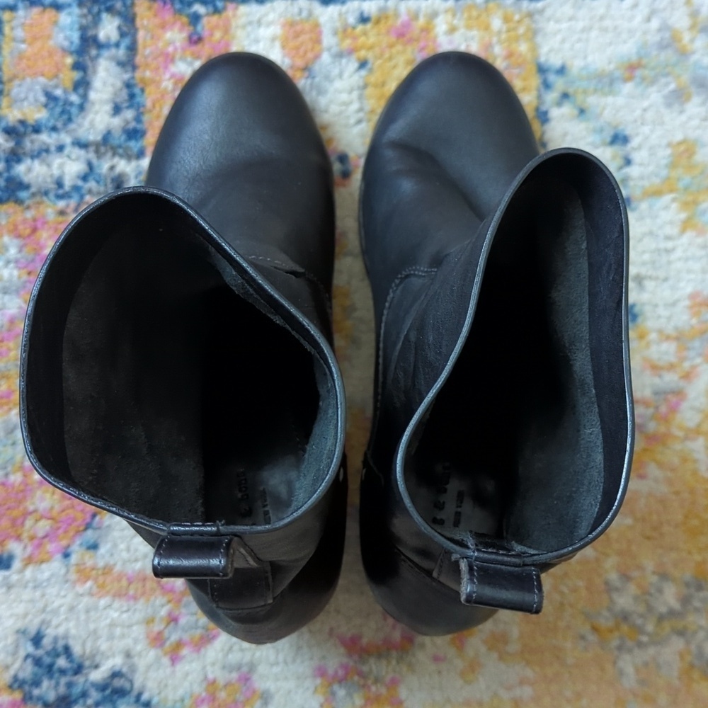 Rag & Bone Mercer II Handmade Goodyear Leather Slouchy Moto Boots Black 38.5 - Picture 4 of 15